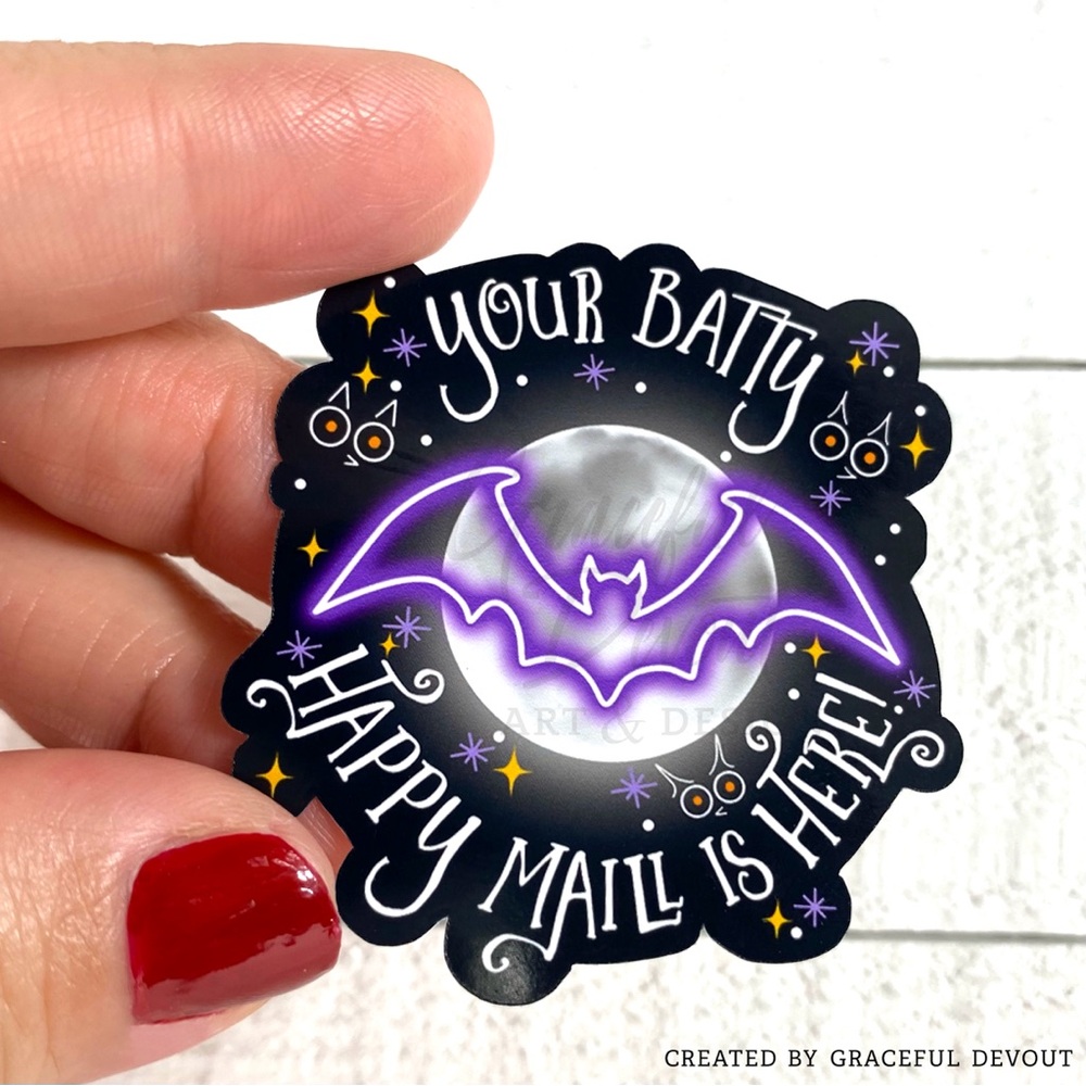 Your Batty Happy Halloween Is Here! 2" (inches) 48ct.) Stickers - Picture 4 of 4